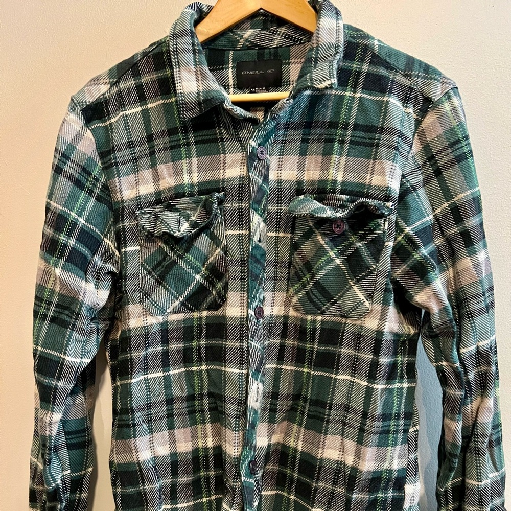 O'Neill Green and Black Casual Button Down Shirt